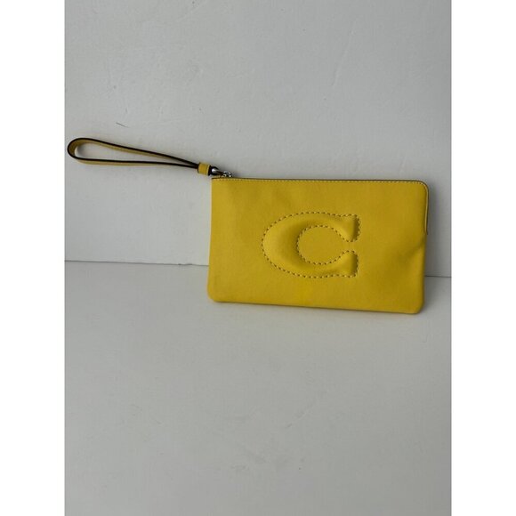 NWT Coach Large Corner Zip Wristlet Yellow Daisy - Picture 4 of 6